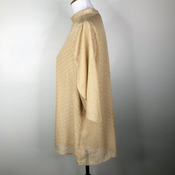 CJ Banks Chiffon Raindrop Top Flutter Sleeve Sz. 1X Tan - Picture 6 of 12